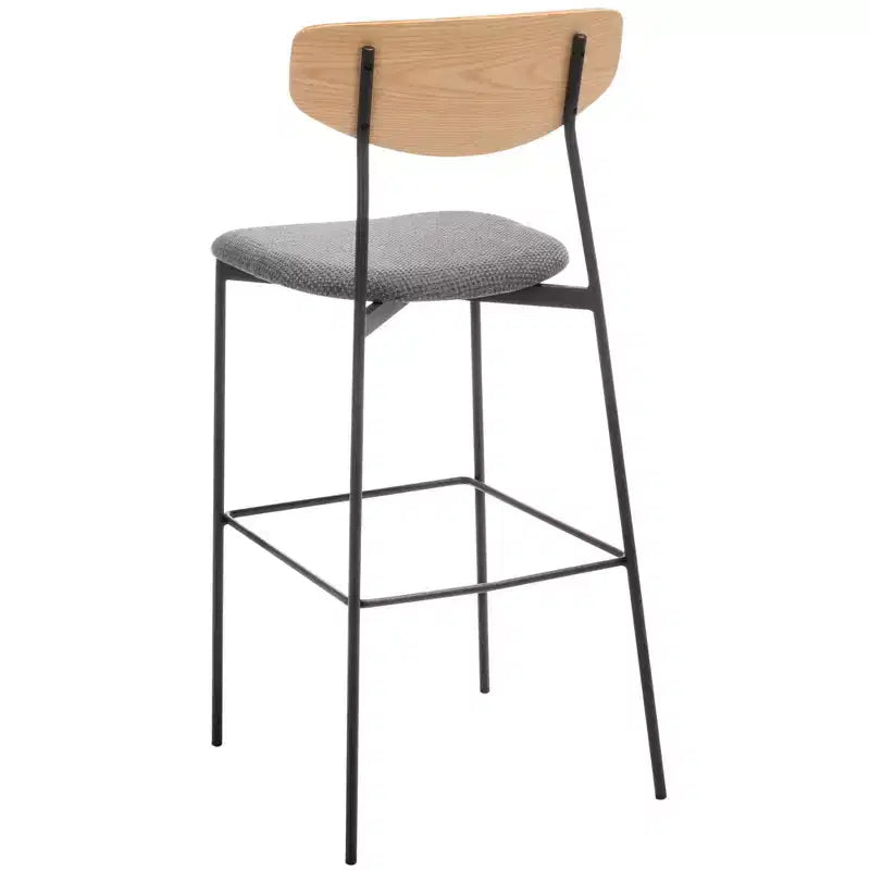 Modern Barstool with Upholstered Seat and Metal Frame