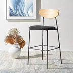 Modern Barstool with Upholstered Seat and Metal Frame
