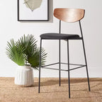 Modern Barstool with Upholstered Seat and Metal Frame