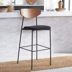 Modern Barstool with Upholstered Seat and Metal Frame