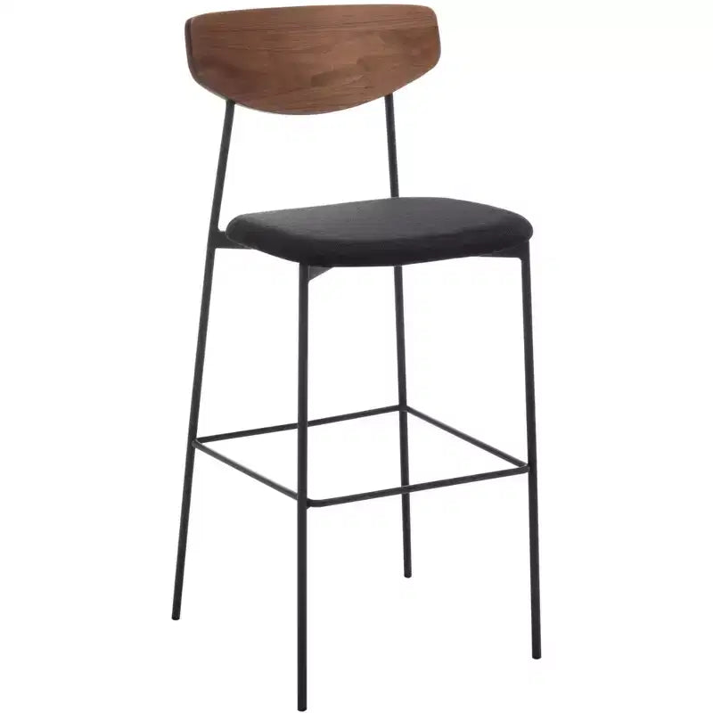 Modern Barstool with Upholstered Seat and Metal Frame