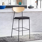 Modern Barstool with Upholstered Seat and Metal Frame