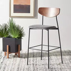 Modern Barstool with Upholstered Seat and Metal Frame