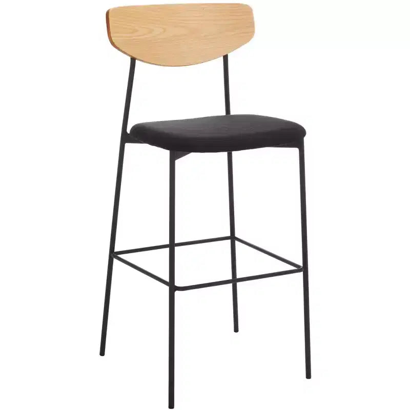 Modern Barstool with Upholstered Seat and Metal Frame