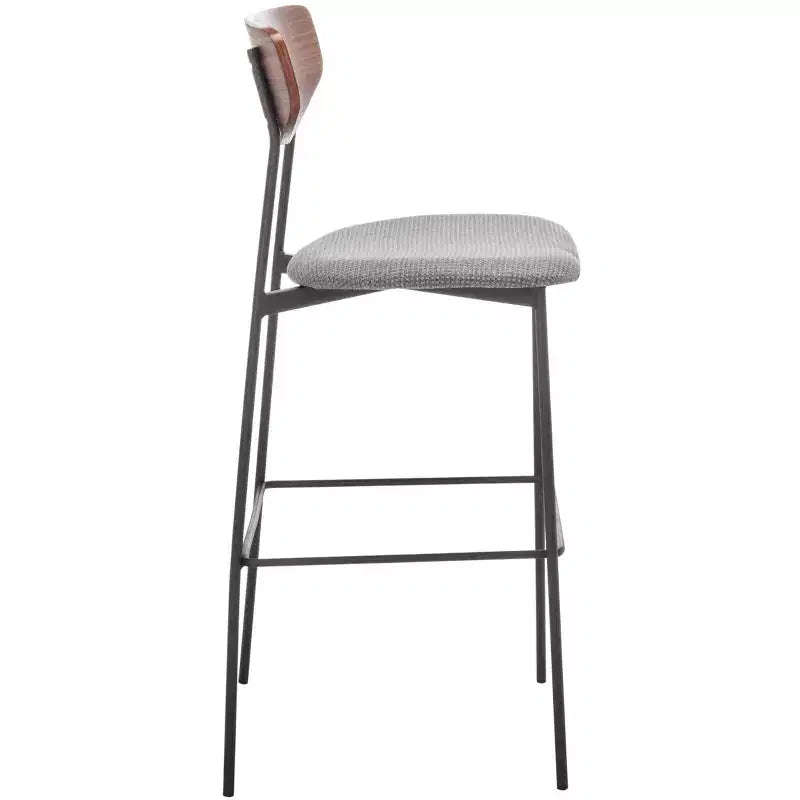 Modern Barstool with Upholstered Seat and Metal Frame
