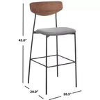 Modern Barstool with Upholstered Seat and Metal Frame