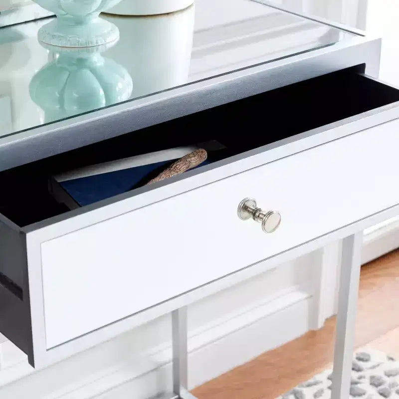 2-Drawer Mirrored Writing Desk - Silver