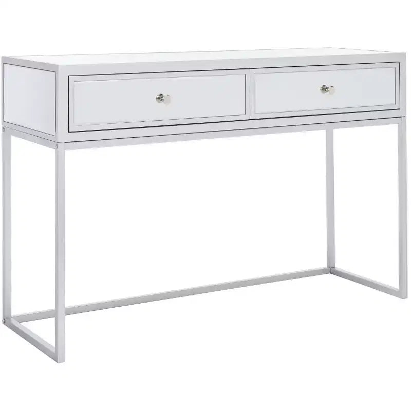 2-Drawer Mirrored Writing Desk - Silver
