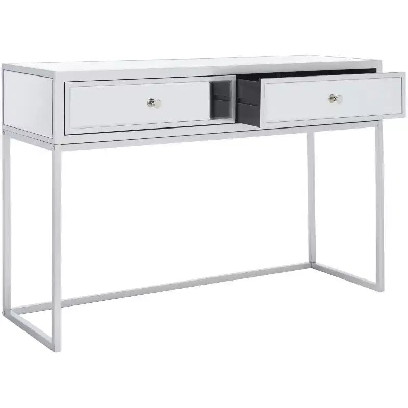 2-Drawer Mirrored Writing Desk - Silver
