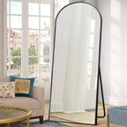 64x21 Modern Full-Length Arched Metal Frame Wall Mirror, Black