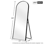 64x21 Modern Full-Length Arched Metal Frame Wall Mirror, Black