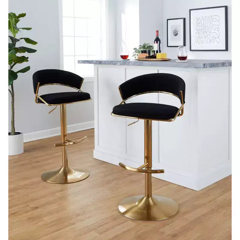 Set of 2 Adjustable Swivel Barstools