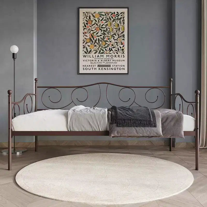 Metal Daybed with Wooden Slats