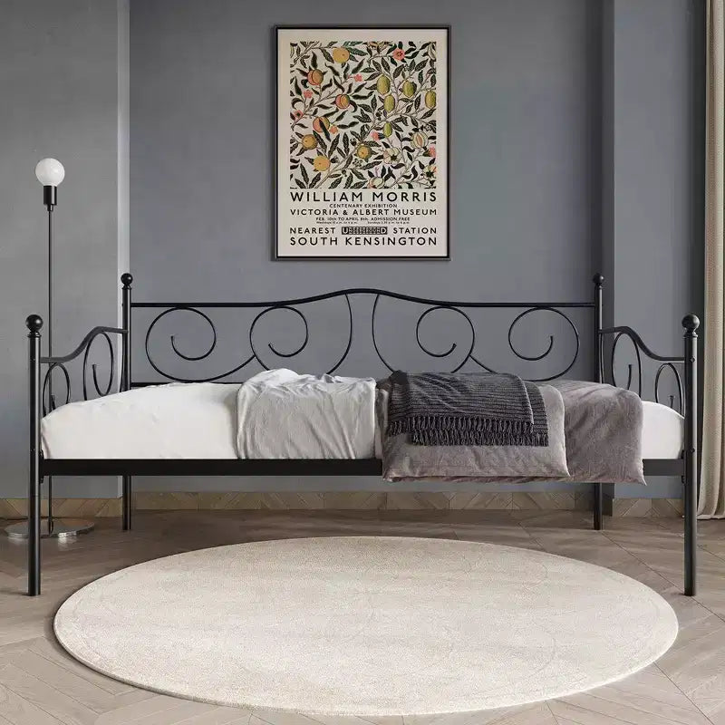 Metal Daybed with Wooden Slats