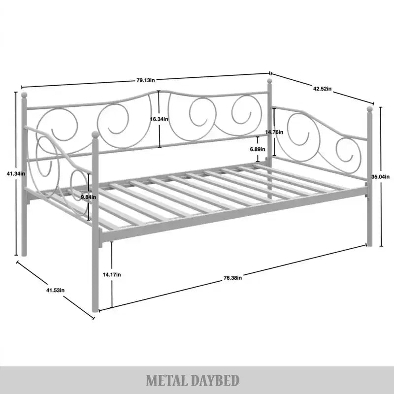 Metal Daybed with Wooden Slats