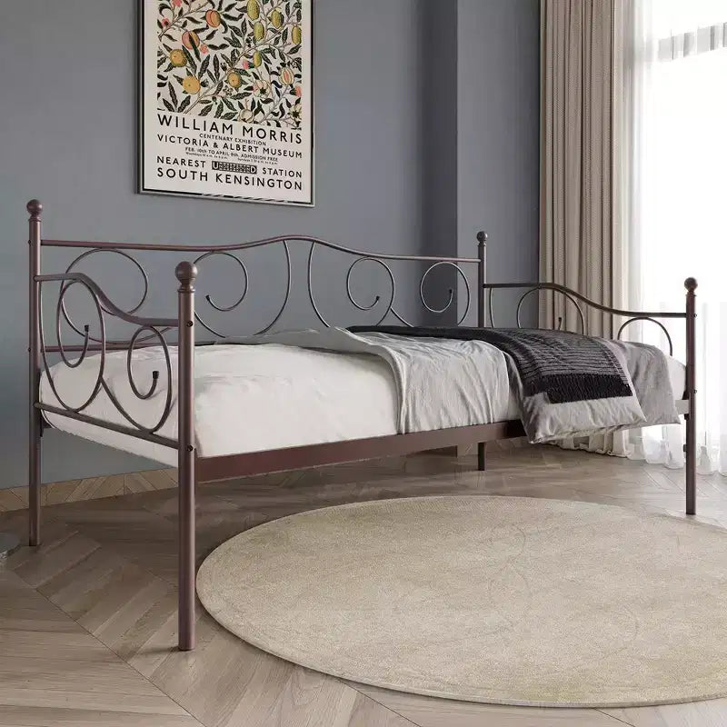 Metal Daybed with Wooden Slats