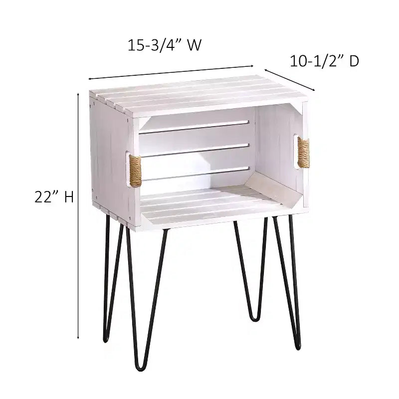 Rustic Wooden Crate End Table with Jute-Wrapped Handles