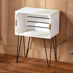 Rustic Wooden Crate End Table with Jute-Wrapped Handles
