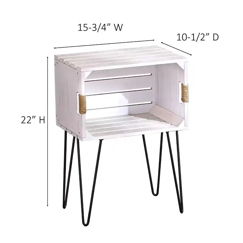Rustic Wooden Crate End Table with Jute-Wrapped Handles