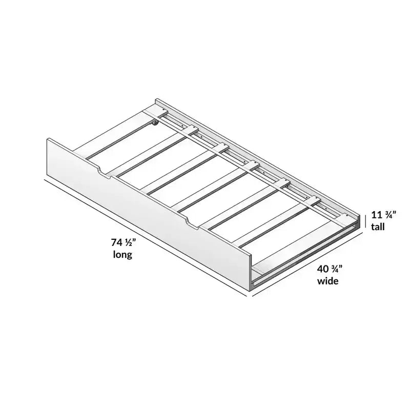 Twin-Size Trundle Bed with 7-Piece Slat Roll and Rubber Casters