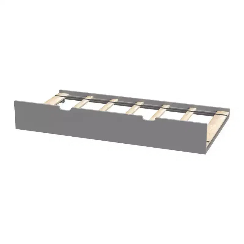 Twin-Size Trundle Bed with 7-Piece Slat Roll and Rubber Casters