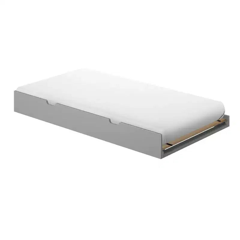 Twin-Size Trundle Bed with 7-Piece Slat Roll and Rubber Casters