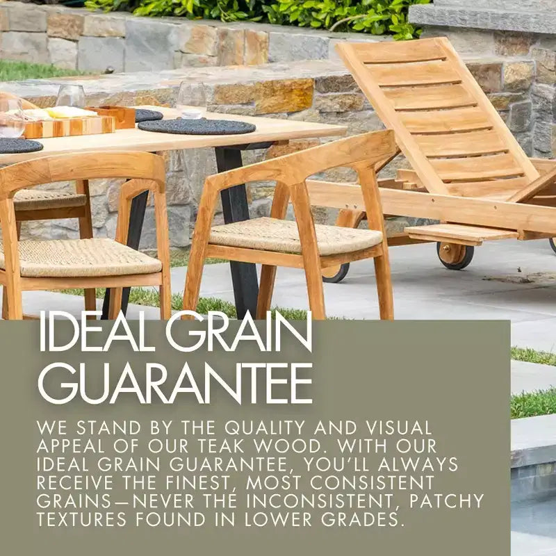 79" Teak Dining Table - Beige Top with Black Legs
