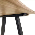 79" Teak Dining Table - Beige Top with Black Legs
